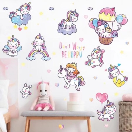Sticker plastic interior color "cute unicorns" 60x90 cm