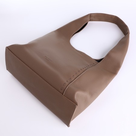 Women's bag on the button, cosmetic bag, dark beige color-5