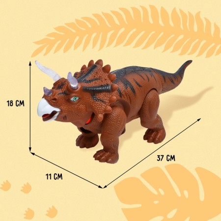 Triceratops dinosaur, lays eggs, projector, light and sound, brown color-1