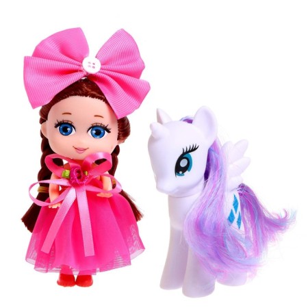 Doll with a pony "Fairytale", purple, in a package