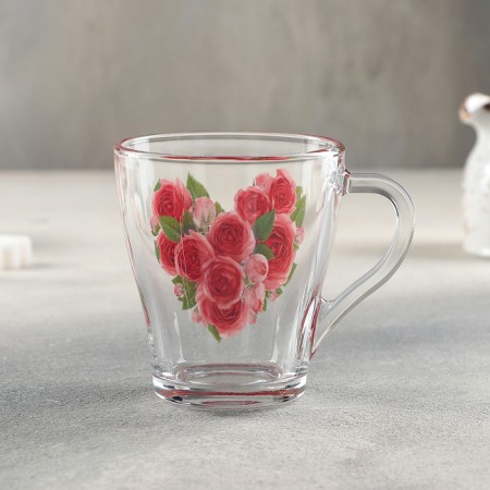 Glass mug "Flower Heart", 250 ml, MIX drawing-1