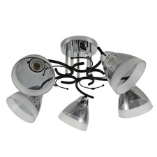 Lamp Ceiling Economy Service 10091/5cr+BK GR+WT, 5x60W, E27, 28x57x57 cm, color chromium