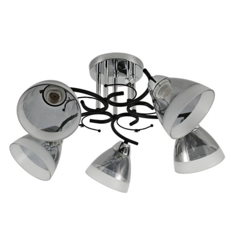 Lamp Ceiling Economy Service 10091/5cr+BK GR+WT, 5x60W, E27, 28x57x57 cm, color chromium
