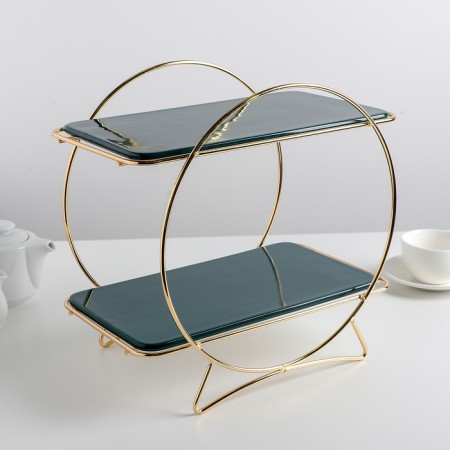 Ceramic 2-tier ceramic "Emerald", 32 × 19 × 31 cm, emerald color