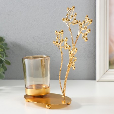 Summary Metal, glass per 1 candle "Sukhotzet in gold" d = 4.7 cm 11x8x19.2 cm-4
