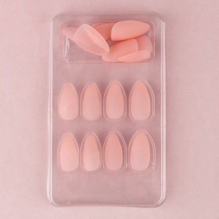 Follow nails “Natural”, 24 pcs, adhesive plates, almond shape, matte color light-beige-3