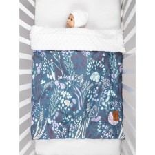 Amarobaby plaid we grow together 95x85 cotton/Minky Flower Dreams, purple/white