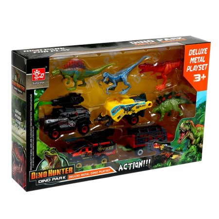 The set of metal machines "Dino Park", with dinosaurs, shoot bullets, mix-16
