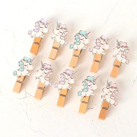 Decorative clothespins with a rope for the suspension "Unicorn"