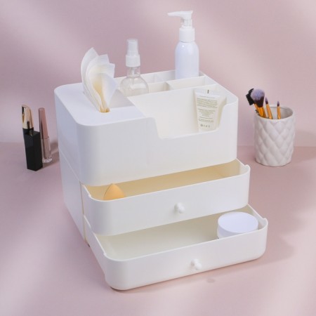 Organizer for storage, multi -level, 2 boxes, 26 × 20.7 × 21.8 cm, white color-1