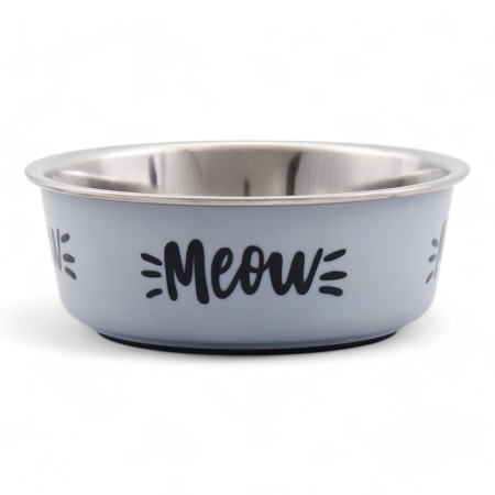 Bowl with silicone base "meow", gray, 300 ml-2