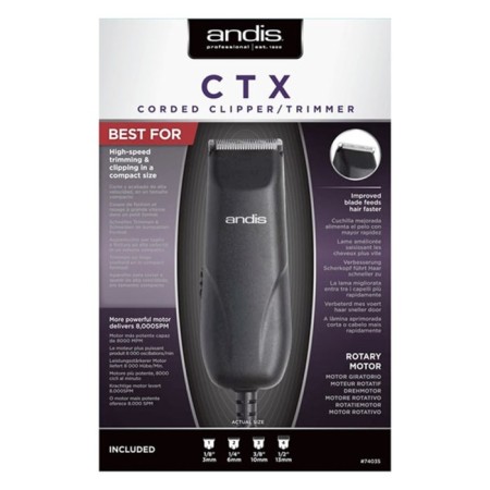 Assum for haircuts Andis CTX Corded Clipper TC-2 (74035), 4 nozzles, 220 V, black-6