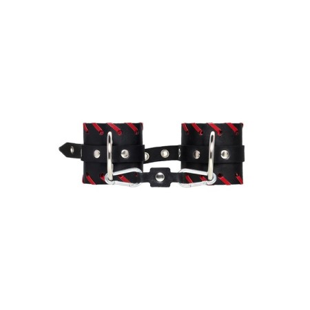 Handcuffs with red edging Pecado BDSM, skin, black-2