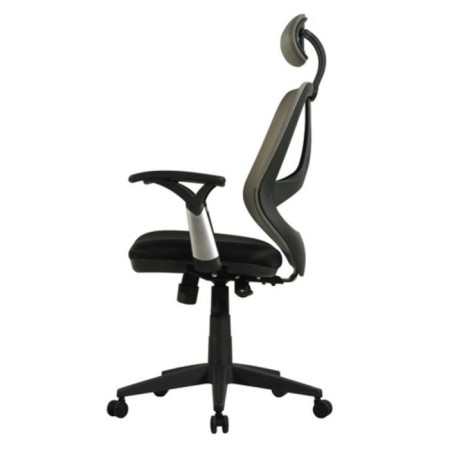The chair of the operator Brabix Saturn ER-400, with a headrest, combined black/gray-1