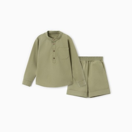Costume for a boy (shirt and bermuda) minku, khaki color, height 158 ​​cm