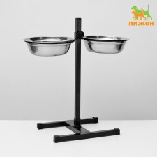 Stand with bowls, 2 x 1.5 l, height 50 cm, collapsible, black