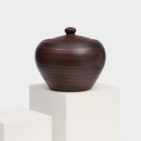 Smooth baking pot, with a lid, red clay, 4 l-4