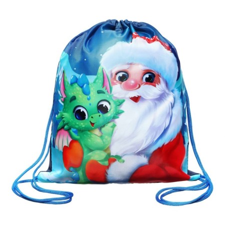 Bag for sweets 290 x 340 mm, dragon "Santa Claus with a dragon" (soft polyester density 210d)