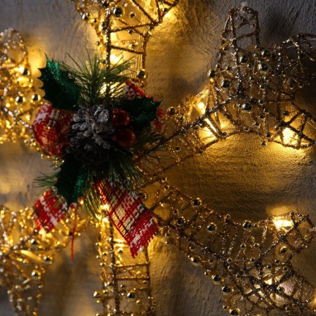 LED figure "Snowflake with beads" 40 cm, metal, 220 V, glow warm white-2