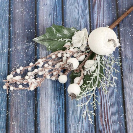 Decor "Winter charm" apple berries Flower in white, 25 cm