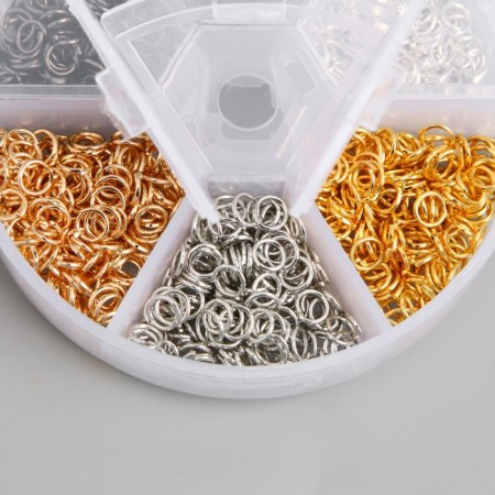Rings clamping metal in the box "Multi -colored" 0.7x5 mm 1200 pcs 8x8x2 cm-1