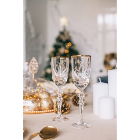A set of glasses for the wine “Flower”, 160 ml, gold laying, crystal, 6 pcs-1