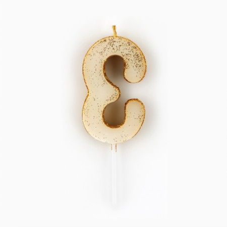 A candle for a cake, a number, brilliant "3", gold, 4 x 10 cm.-3
