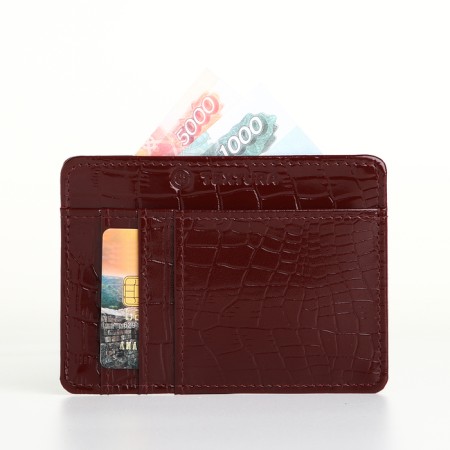 Busmaker leather, Textura, 4 cards, burgundy color-2
