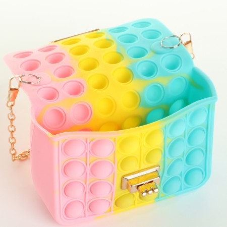 Baby bag on the castle, pink/yellow/turquoise color-2