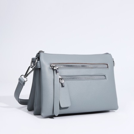 Cross-Bodi Bag on a zipper, 3 external pockets, the color of a gray-blue-2