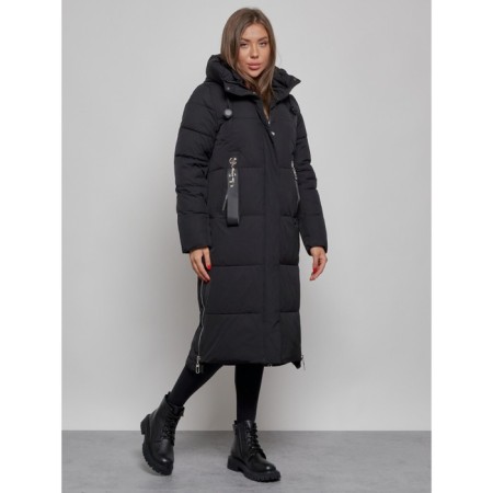 Coat insulated winter female, size 42, black color-6