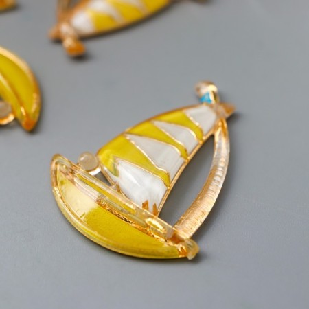 Decor for creativity plastic "Sailor yellow" with gold 2.9x2.3 cm-1