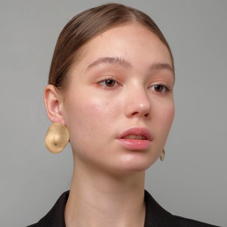 Earrings Metal "atmosphere" solo, color pink gold-4
