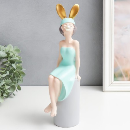 Souvenir Polystone "Girl ears Bunny, with a bubble on the column" Mix 29x7x10 cm-5