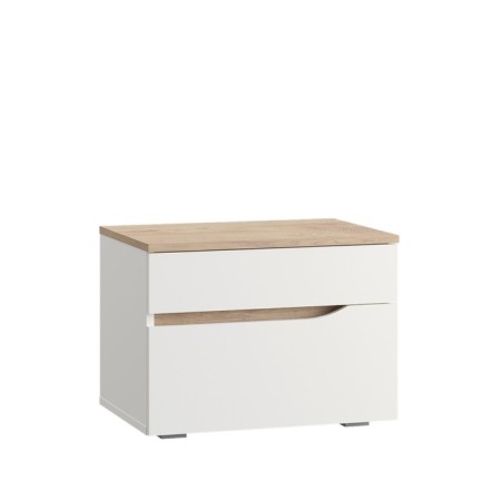 Tumbling bedside Musson 16.03, 560x394x420, white shagrin/oak endgrain