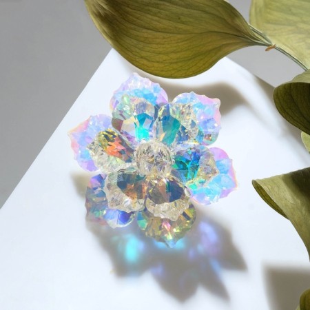 Brooch "Flower" Fairytale, Rainbow color in silver-2