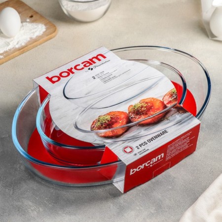 A set of forms from heat -resistant baking glass Borcam, 2 items: 3 l, 1.5 liters-3