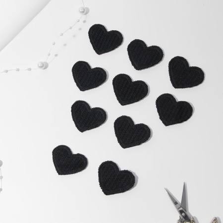 Knitted elements "Heart", 3.5 × 3 cm, 10 pcs, black color-1