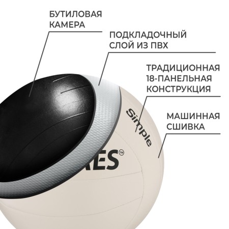 Volleyball ball Torres Simple, TPU, machine stitching, 18 panels, p. 5-2