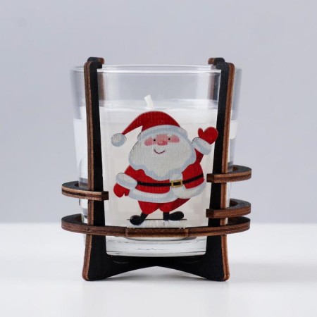 Aromatic candle in a glass on the stand "Santa Claus", 10x9.5x9 cm, mint-3