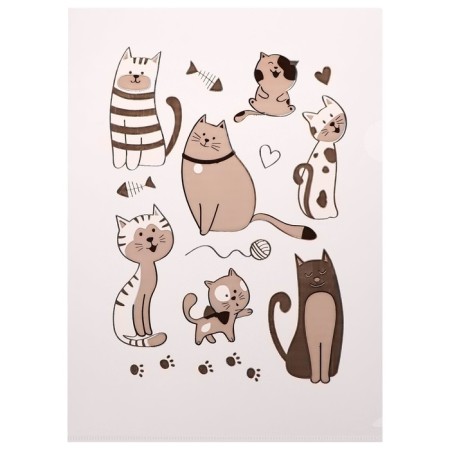 A set of A4, 180 μm folders, calligrata "cats", translucent, 6 pieces, with print, mix-3