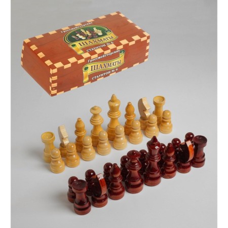 Chess figures are tournament, wood, h-5.6 x 11.6 cm, d-3.0 x 3.8 cm-3
