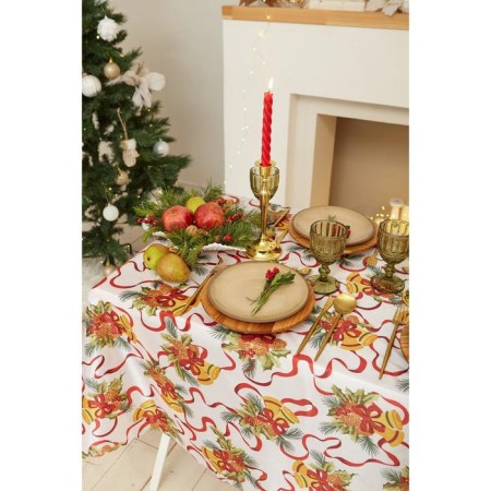 The tablecloth of the New Year's share "New Year's bells" 145*300 +/- 2 cm, 100% p/e-2