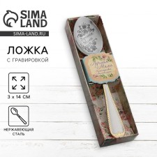 A teaspoon spoon with an engraving “best mother”, in a gift box, 3 x 14 cm.