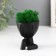 Kashpo concrete mini "Mr. Green" Mizaru with moss black 5.5x6.5x6.5 cm (moss green stabil)