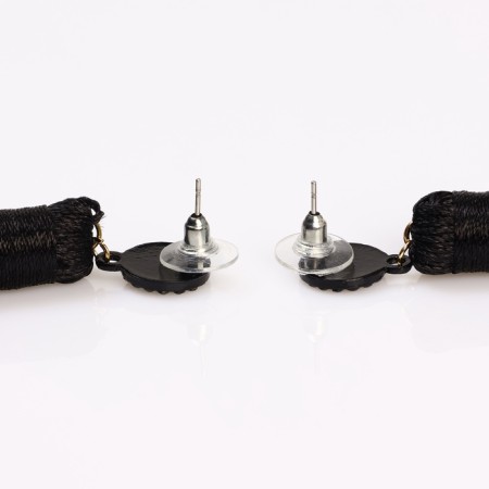 Earrings "Brushes" harmony, black color, l brush 8.5 cm-2