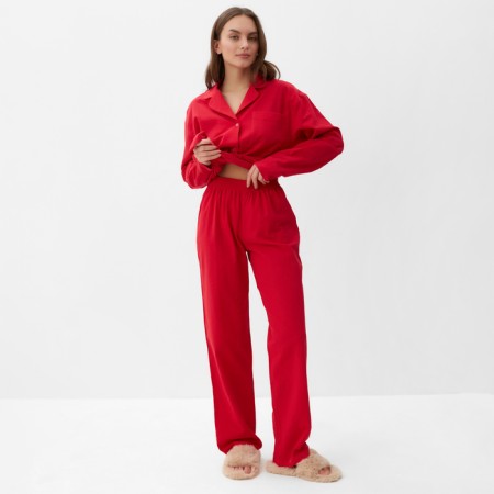 Пижама женская (рубашка и брюки) KAFTAN "Basic" р.40-42, красный-5