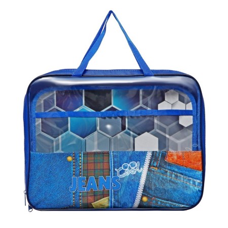Labor folder A4, 335 x 260 x 60, with handles PVC textiles, PTR-111 "Cool jeans"