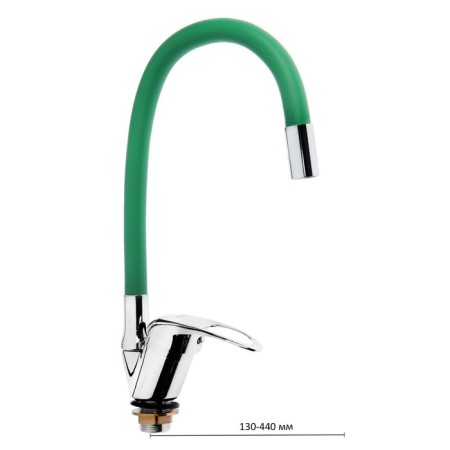 Kitchen mixer Zein Z2109, single -leaf, flexible spout, cartridge 40 mm, green/chromium-3