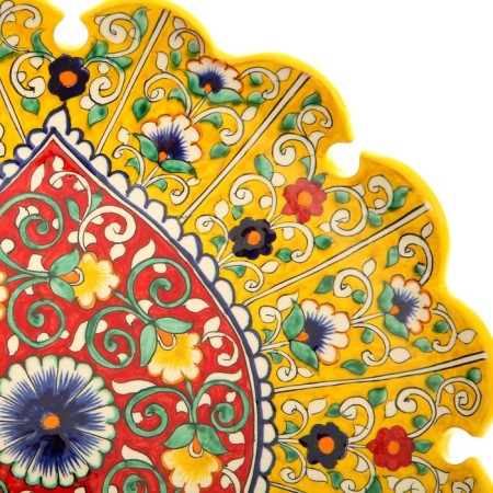 Largan Rishtan ceramics "Flowers", 31 cm, yellow mix, corrugated-9